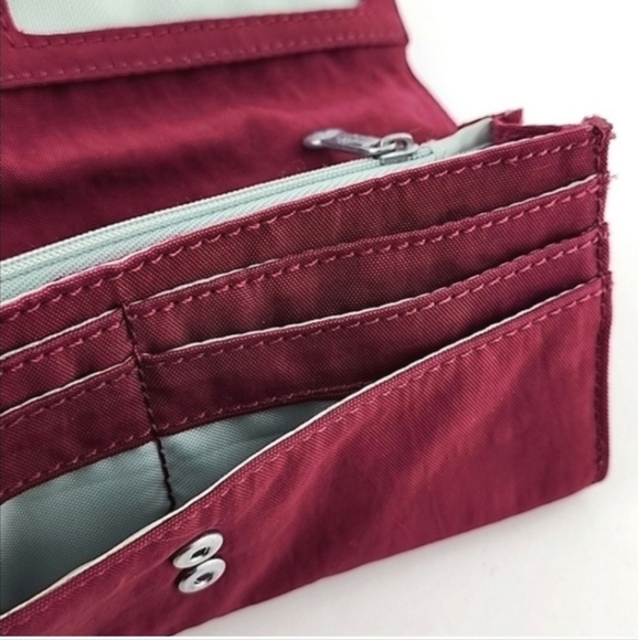 Kipling Teddi Bifold Snap Wine Coloured Wallet - Picture 10 of 12